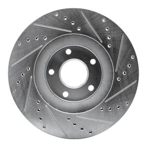 Nissan Murano Brake Rotor (1) - Front Left - R1 Concepts - Drilled & Slotted - Silver - `03-`05